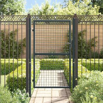Berkfield Home Mesh Garden Gate Galvanised Steel 100x200 cm Grey