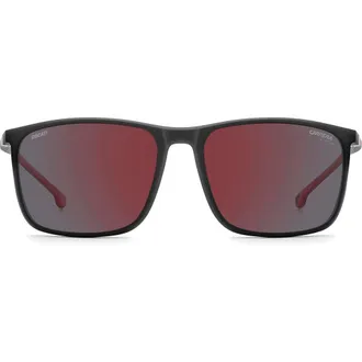 Carrera Carduc 071/S 59mm Polarized Rectangular Sunglasses in Matte Black/redsp Pz Hcar at Nordstrom