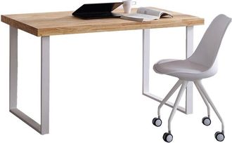 Skraut Home Skraut Home - Escritorio Natural Estilo N&oacute;rdico- Mesa De Estudio - Oficina - Comedor - Sal&oacute;n - 120 X 60 X 73 Cm - Color Roble Tapa 54mm Espesor - Pata