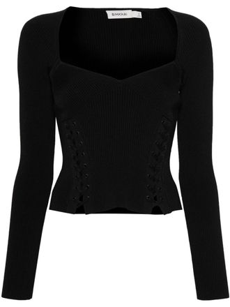 SIMKHAI Top Daphane con scollo a cuore - Nero