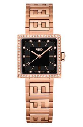 Fendi Forever Fendi Diamond Swiss Quartz Bracelet Watch, 23mm - 0.34 ctw in Rosegold at Nordstrom Rack