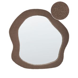 Beliani Beliani - Espejo De Pared Moderno Decorativo Colgante 79 X 80 Cm Marco Mdf Forma Irregular Boucl&eacute; Marr&oacute;n Blismes