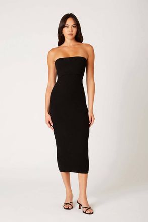 Nia Emory Strapless Midi Dress In Black