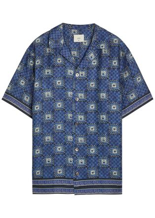 CH&Eacute; Studios Che Telha Printed Linen Shirt - Blue - XL
