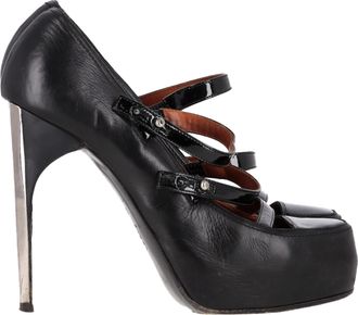 Lanvin Pre-owned Womens 2009 Paris Escarpin Strap Pumps in Black Leather - Size EU 38