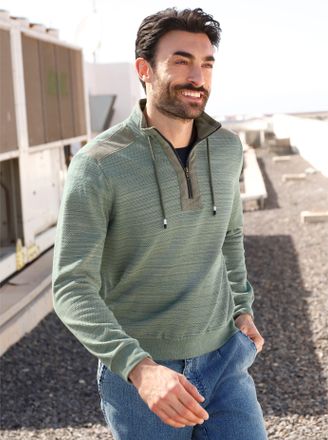 Marco Donati Sweatshirt MARCO DONATI, Herren, Gr. 44/46, gr&uuml;n (khaki, meliert), 85% Baumwolle, 15% Polyester, meliert, Sweatshirts Sweatshirt