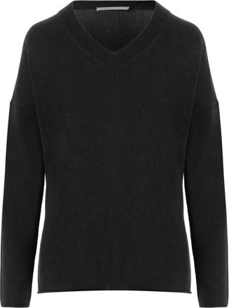 Allude Cashmere V-neck Trui - Dames - Cashmere truien - Zwart - M - Kasjmier - Truien & Vesten