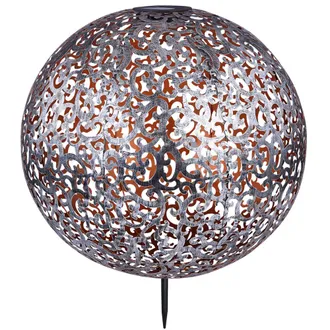 Globo Lighting Faretto Da Parco Con Luce A Sfera Solare A Led Per Esterni Con Lampada A Stelo In Argento Con Motivo Decorativo Globo 33745
