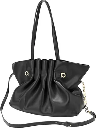 Tiffany & Fred Soft Pleated Leather Shoulder Tote
