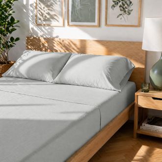 KASANOVA Completo letto matrimoniale cotone tinta unita grigio