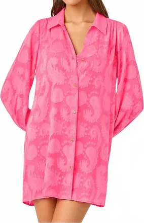 Lilly Pulitzer Sadira Long Sleeve Cover Up In Cherry Blossom Pink Tangerine Dream