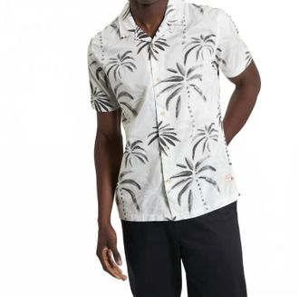 Ben Sherman Palm Print Shirt In Snow White