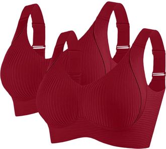 Generic 2/3 Pack Bras for Women Non Wired Seamless Wireless Push Up Bra Comfort Ribbed Plunge Bras Soft Support Full Coverage Everyday Bralettes with Adjustab