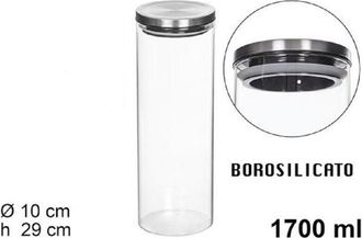 Trade Shop Trade Shop - Barattolo 1700ml Sottovuoto Alimenti In Vetro Trasparente Cereali Snack Cucina