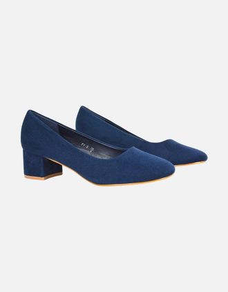 XY London Womens XY London Womens/Ladies Liberty Low Block Heel Court Pumps - Navy - Size: 5