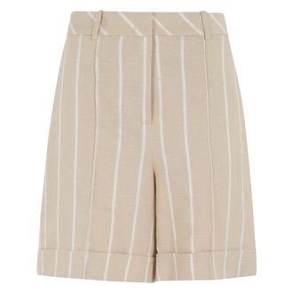 Eleventy Casual Shorts, female, Beige, Size: S Striped Bermuda Shorts