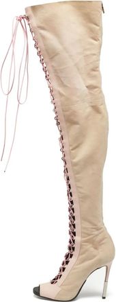 Balmain Stivali in pelle sopra il ginocchio 25mm - Rosa