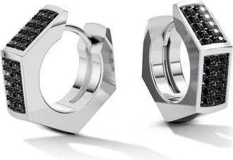 Off-white Hex Nut Huggie Hoop Earrings in Black/gunmetal at Nordstrom