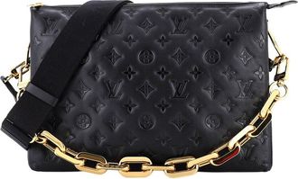 Louis Vuitton Black Monogram Embossed Lambskin Coussin Mm