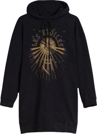 Twinset Oversized Hoodie Jurk - Dames - Korte kleedjes - Zwart - S - Katoen - Kleedjes