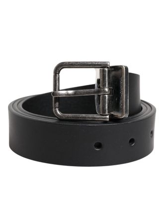Dolce & Gabbana Black Classic Leather Metal Buckle Mens Belt