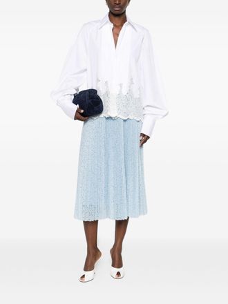 Ermanno Scervino Womens Embroidered Long Skirt - Light Blue - Size EU 38 (Womens)