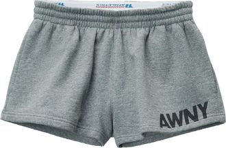 Alexander Wang logo-print shorts - women - Polyester/Cotton/Polyamide/Elastane - S - Grey