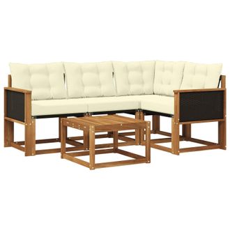 vidaXL Conjunto De Sof&aacute;s De Exterior Con Coj&iacute;n 5 Pcs Natural Y Crema Vidaxl