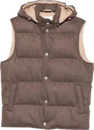 Eleventy Gilet Met Capuchon - Heren - Bodywarmers - Bruin - L - Leer - Jassen