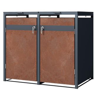ML Design Cobertizo para 2 cubos 240l antracita acabado &oacute;xido tapa y 2 puertas