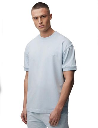 Genti T-shirt Genti effen lichtblauw ronde hals