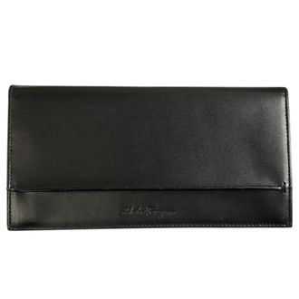 Ferragamo Black Leather Long Wallet (Bi-Fold) (Pre-Owned)