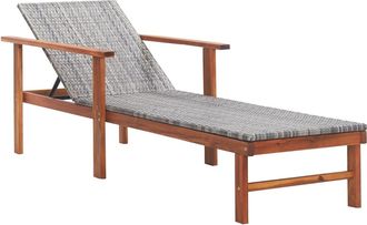 vidaXL Vidaxl - Tumbona De Madera Maciza De Acacia Y Rat&aacute;n Sint&eacute;tico Gris