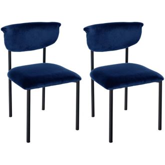 Clp Set di 2 Sedie da Pranzo Gambell in Velluto blu scuro