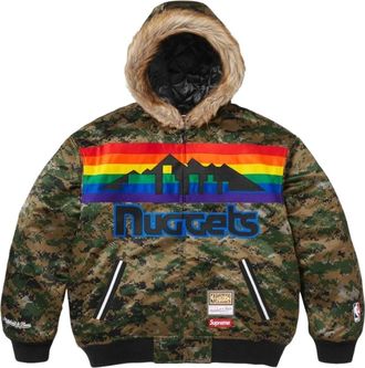 SUPREME x Mitchell & Ness SS26 Teams Hooded Satin Varsity Jacket Digi Camo SUP-SS26-285-CMO