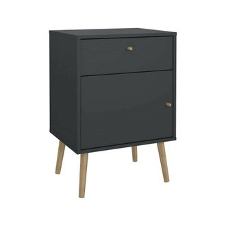 Dmora Dmora - Mesa De Noche Antenati, C&oacute;moda Baja, Mesilla De Noche, Estante De La Cama, 50x39 H72 Cm, Gris