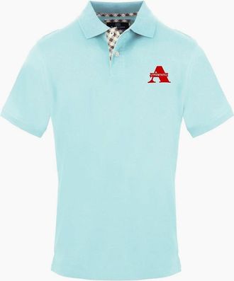 Aquascutum Mens Embroidered Collared Neck Short Sleeve Polo Shirt - Blue - Size: 42