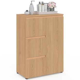 IDMarket Mobiletto Da Bagno Victor A 3 Cassetti Con Armadio Effetto Doghe