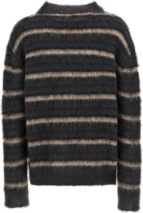 Marni Brushed Mohair Striped Sweater - Black