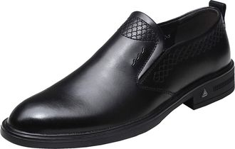 Generic Formal Shoes for Men Lace Up Round Toe Faux Leather Low Top Rubber Sole Block Heel Slip Resistant Anti-Slip Business(8.5 UK) Black