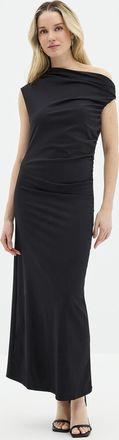 Soaked In Luxury Womens Eirlys asymmetrical neckline long ruched dress
