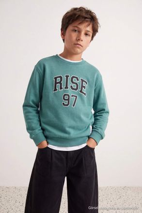 Trendyol KIDS Jongens Groen Met grafische print Lang, Regular fit Sweatshirts