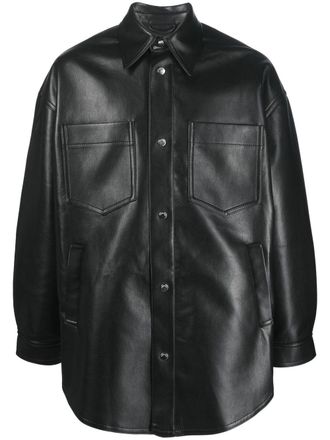 Nanushka Martin leather overshirt - men - Leather/Polyester/Polyurethane/Viscose/Viscose - S - Black