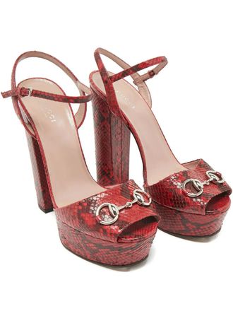 Gucci Horsebit-detail heeled sandals - Red