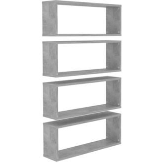 vidaXL Vidaxl - Estante Cubo Pared 4 Uds Madera Ingenier&iacute;a Hormig&oacute;n 60x15x23cm