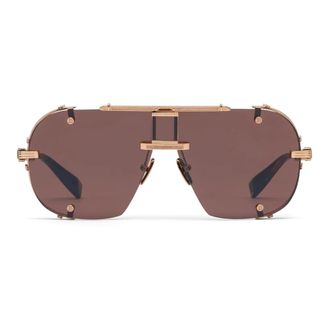 Balmain Sunglasses, female, Brown, ONE SIZE, Rose Gold Brown Swirl Navigator Sunglasses