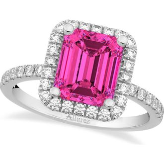 Allurez Emerald-Cut Pink Tourmaline & Diamond Engagement Ring 14k in 3.32Ct/white Gold at Nordstrom, Size 5.5