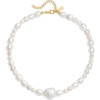Electric Picks Riviera Pearl Necklace in Gold at Nordstrom