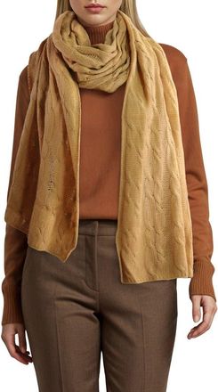 Portolano Cashmere Cable Knit Scarf in Camel at Nordstrom Rack
