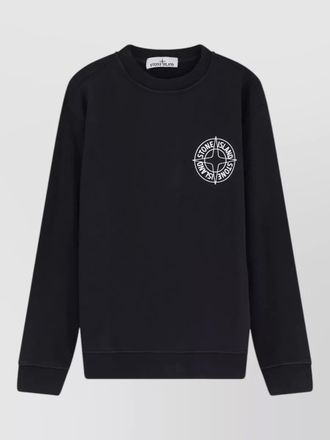 Stone Island cotton crewneck sweatshirt ribbed trims